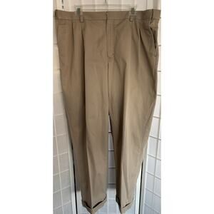 LL Bean Mens Khaki Pleated Pants 40x30 Classic Fit Cotton Chino Workwear *Flaws